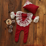 Newborn Photography Props Girl Lace Outfit Pillow Romper Hat Accessory Set Girls Baby Clothes For A Photo Shoot flokati Product