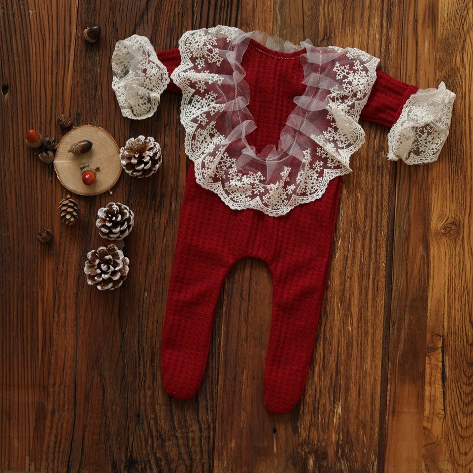 Newborn Photography Props Girl Lace Outfit Pillow Romper Hat Accessory Set Girls Baby Clothes For A Photo Shoot flokati Product