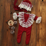 Newborn Photography Props Girl Lace Outfit Pillow Romper Hat Accessory Set Girls Baby Clothes For A Photo Shoot flokati Product