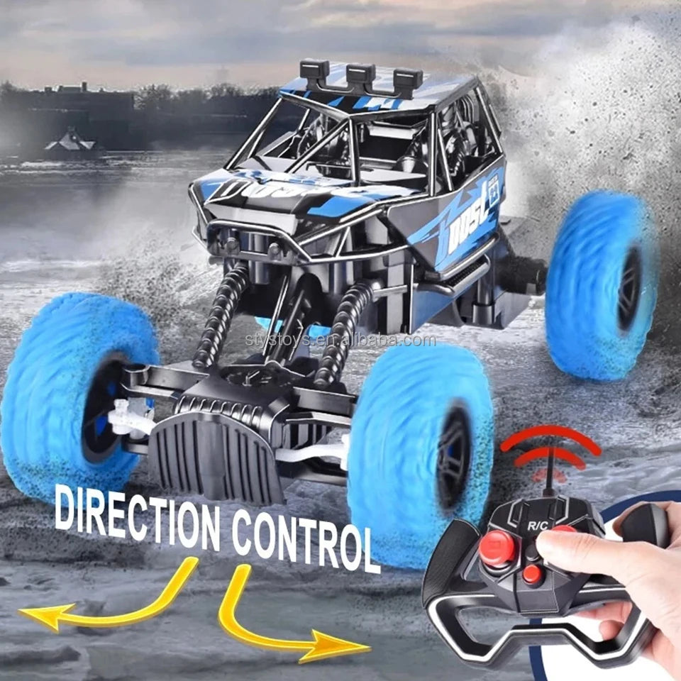 Remote Control Toy Car: Off-Road Climbing, 27MHz 4-Way, Rubber Wheels, Rechargeable, Flashing Lights