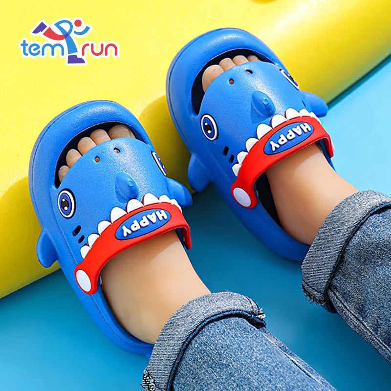 Cute Cartoon Shark Children's Slippers Waterproof Anti-slip Garden Shoes Summer Outdoor Casual Beach Sandals For Kids