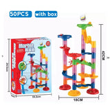 Marble Run Race Track Building Blocks Kids 3D Maze Ball Roll Toy DIY Marble Run Race Coaster Set 80/105/109/133pc Christmas Gift