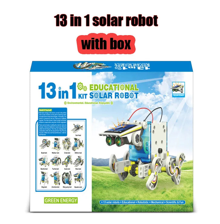 STEM Toys Kids DIY Solar Robot Experiment Kit 13 in 1Robotics Kit Solar Powered Robotics Building Kits Educational Gift for Boy