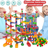 Marble Run Race Track Building Blocks Kids 3D Maze Ball Roll Toy DIY Marble Run Race Coaster Set 80/105/109/133pc Christmas Gift