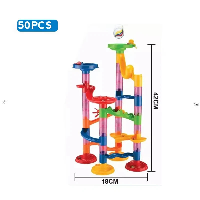 Marble Run Race Track Building Blocks Kids 3D Maze Ball Roll Toy DIY Marble Run Race Coaster Set 80/105/109/133pc Christmas Gift
