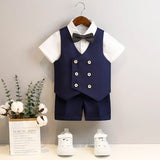 Children's Summer Vest Suits Kids Boys Vest Suit Flower Child Boy Wedding Suit 2 To 14 Y Toddler Formal Piano Performance Suits
