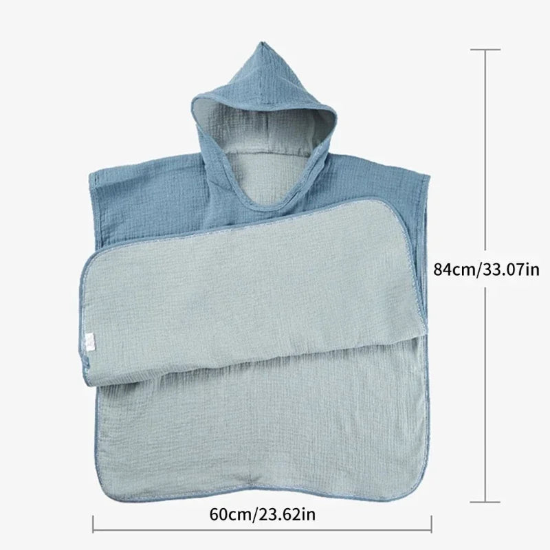 Hooded Cape Bath Towel Cotton Gauze Breathable Bathrobe Soft Absorbent Hooded Bathrobe Children's Beach Towel Blanket