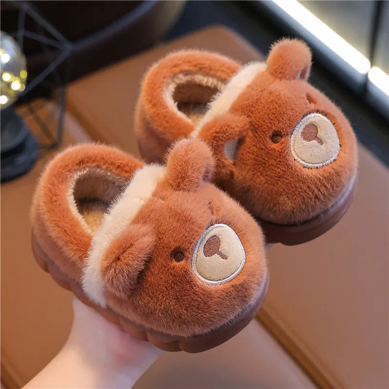 Baby Warm Cotton Shoes Autumn Winter New Boys Girls Cartoon Animal Cotton Slippers Non Slip Comfortable Soft Sole Plush Slippers