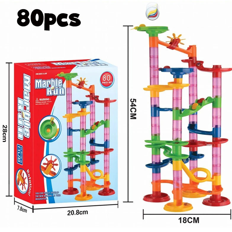Marble Run Race Track Building Blocks Kids 3D Maze Ball Roll Toy DIY Marble Run Race Coaster Set 80/105/109/133pc Christmas Gift