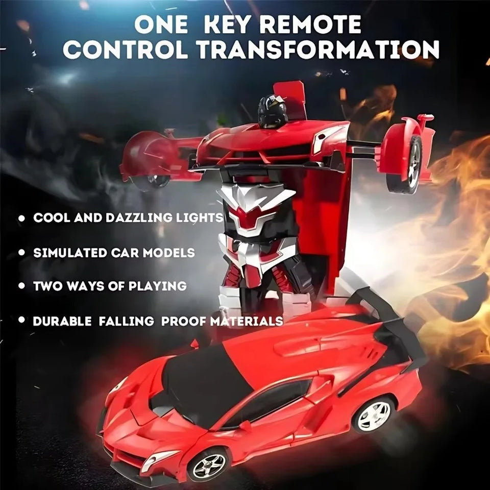 New 2-in-1 Transformable Robot Car One-key Deformation Remote Control Electric RC Car Children Boys Toys Gift