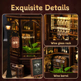 SnapTogs 3D Wooden Puzzle 327PCS Corner Tavern Retro Light Up Dollhouse Furniture DIY Miniature Kit Model Assembly Gift