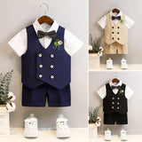 Children's Summer Vest Suits Kids Boys Vest Suit Flower Child Boy Wedding Suit 2 To 14 Y Toddler Formal Piano Performance Suits