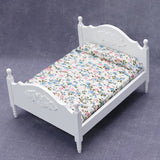 1Pc 1:12 Dollhouse Miniature Bedroom Double Bed European Simulation Furniture Model Living Scene Decor Toy