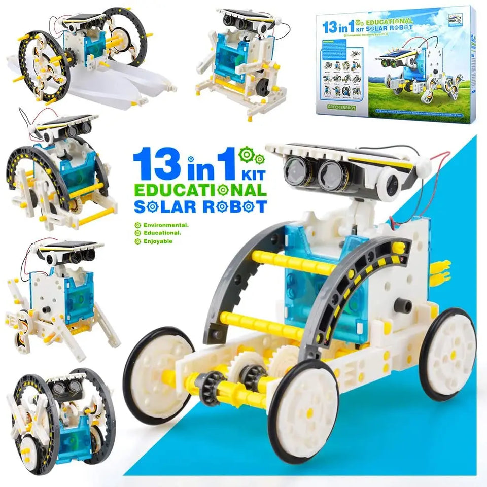 STEM Toys Kids DIY Solar Robot Experiment Kit 13 in 1Robotics Kit Solar Powered Robotics Building Kits Educational Gift for Boy