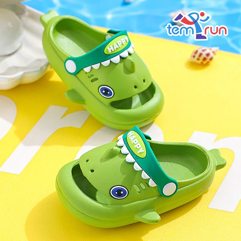 Cute Cartoon Shark Children's Slippers Waterproof Anti-slip Garden Shoes Summer Outdoor Casual Beach Sandals For Kids
