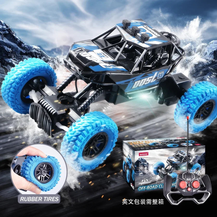Remote Control Toy Car: Off-Road Climbing, 27MHz 4-Way, Rubber Wheels, Rechargeable, Flashing Lights