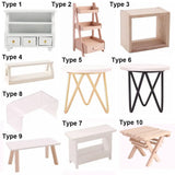 1:12 Scale Dollhouse Furniture Miniature Teatable Scenery Model Wood Stool Flower Rack Dolls Accessories Photography Props