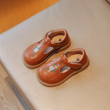 21-35 Elegant Girls Embroidery Design School Shoes PU Non-slip TPR Sole Suitable for Spring and Autumn Casual Wear Girls Shoes