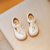 21-35 Elegant Girls Embroidery Design School Shoes PU Non-slip TPR Sole Suitable for Spring and Autumn Casual Wear Girls Shoes