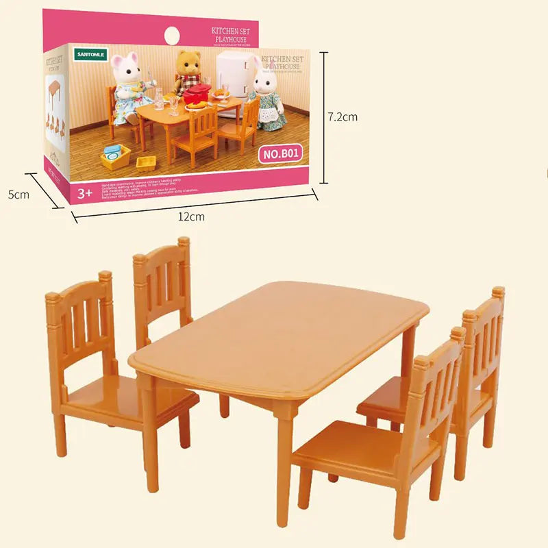 Dollhouse Furniture Set for Kids Toys Miniature Doll House Accessories Pretend Play Toys for Boys Girls & Toddlers with Kitchen