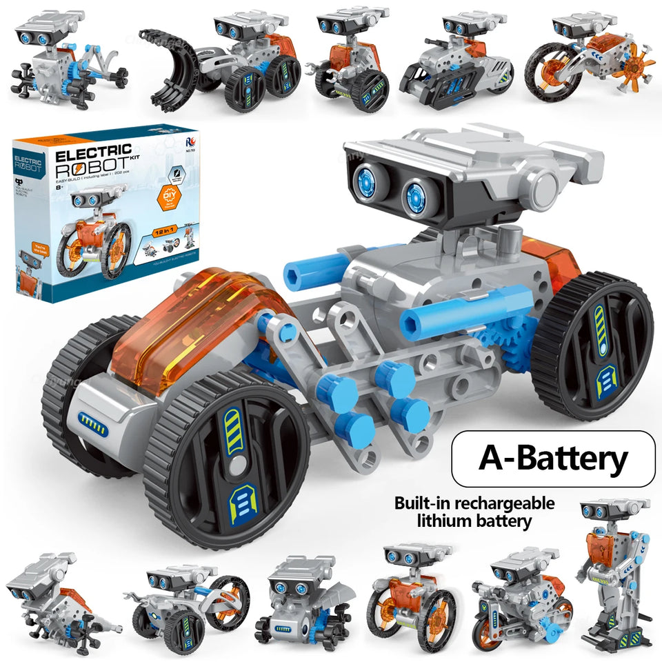 STEM Robot Kit 12 in 1 DIY Science Experiment Educational Learning Toys Engineering Technological Gadgets Gift for Kids Teens