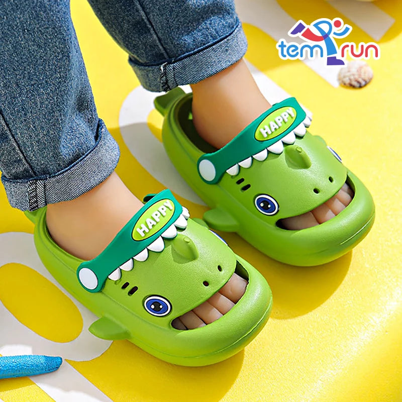 Cute Cartoon Shark Children's Slippers Waterproof Anti-slip Garden Shoes Summer Outdoor Casual Beach Sandals For Kids