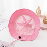 Korean Cute Sprout Baby Bucket Hat  Summer Mesh Breathable  Fisherman Cap For Kids Solid Color Boys Girls Drawstring Sun Hat