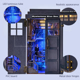 Book Nook Kit Blue Telephone Booth 3D DIY Wooden Puzzle Handmade Bookshelf Dollhouse Model Bookend Building Home Decoration