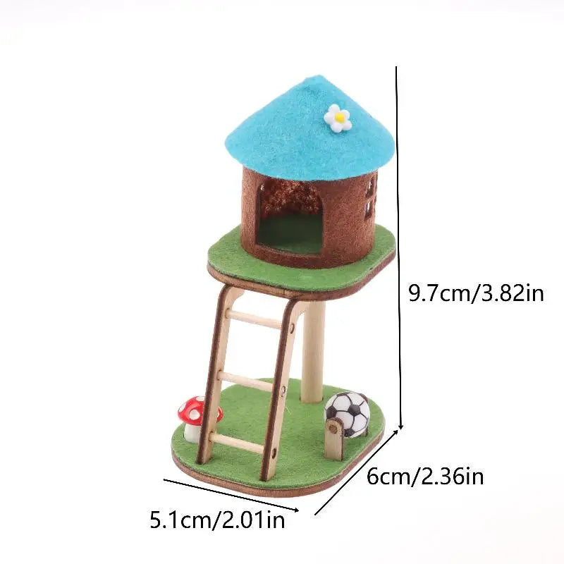 Cute Mini Dollhouse Cat Tower Climbing Frame Living Room Furniture Decoration Micro Scene Dolls House Cat Climbing Frame