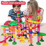 Marble Run Race Track Building Blocks Kids 3D Maze Ball Roll Toy DIY Marble Run Race Coaster Set 80/105/109/133pc Christmas Gift