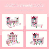 Children's Music Doll House Assembly Villa House 3D DIY Dream Princess Castle Villa Assembly Doll House Set Toy Girl Family Toy