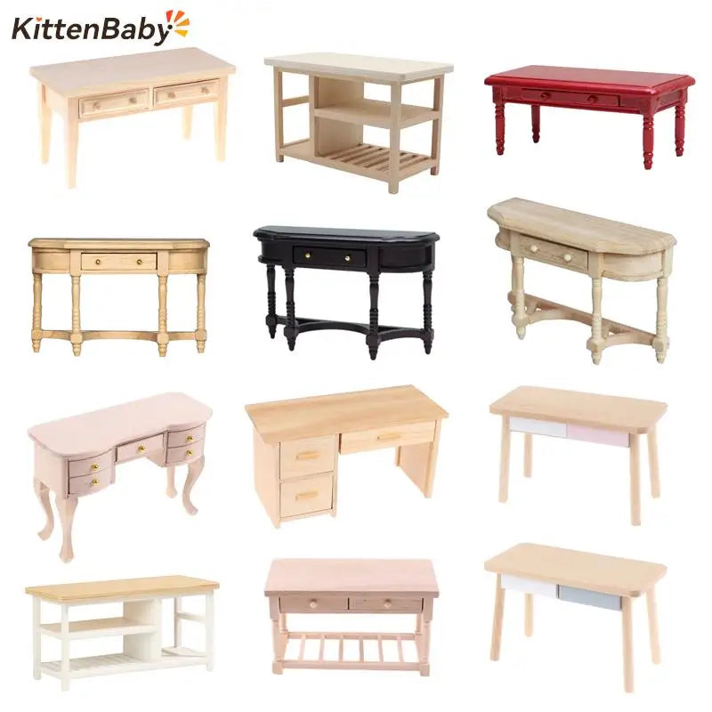1:12 Dollhouse Miniature Furniture Table Coffee Table Computer Desk Dollhouse Livingroom Kitchen Leisure Table Model