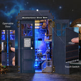 Book Nook Kit Blue Telephone Booth 3D DIY Wooden Puzzle Handmade Bookshelf Dollhouse Model Bookend Building Home Decoration