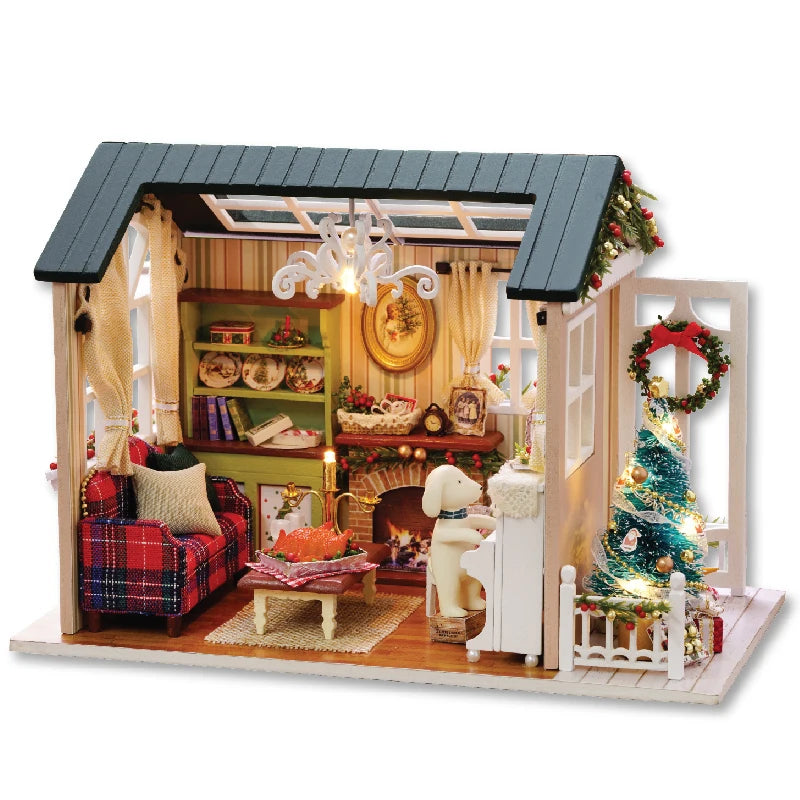 CUTEBEE  DIY Dollhouse Wooden Miniature Doll House With Furniture Toys For Children Christmas Gift