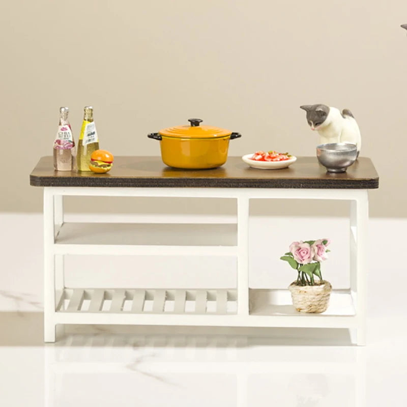 1:12 Dollhouse Miniature Furniture Table Coffee Table Computer Desk Dollhouse Livingroom Kitchen Leisure Table Model