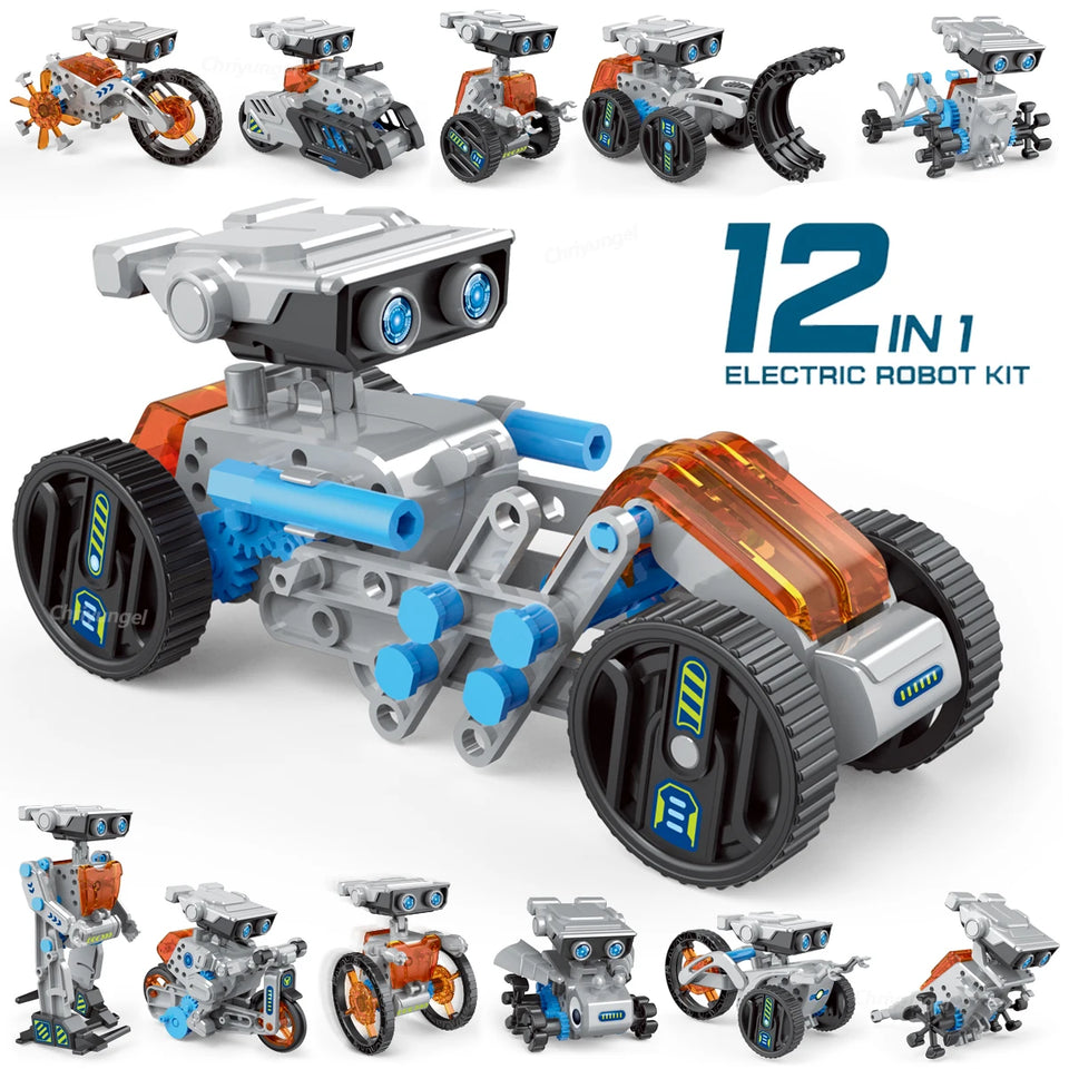 STEM Robot Kit 12 in 1 DIY Science Experiment Educational Learning Toys Engineering Technological Gadgets Gift for Kids Teens