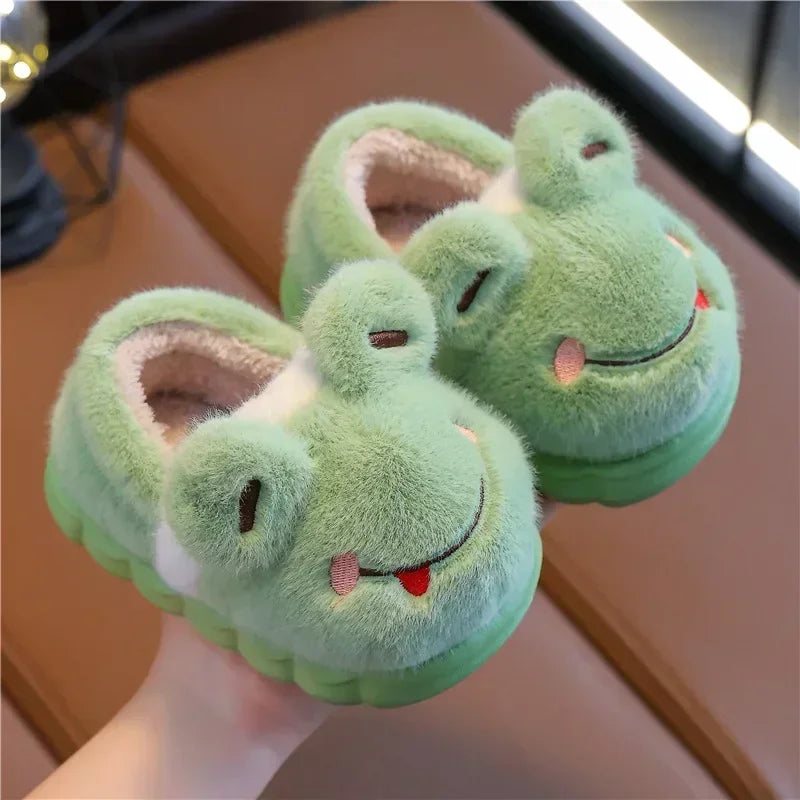 Baby Warm Cotton Shoes Autumn Winter New Boys Girls Cartoon Animal Cotton Slippers Non Slip Comfortable Soft Sole Plush Slippers