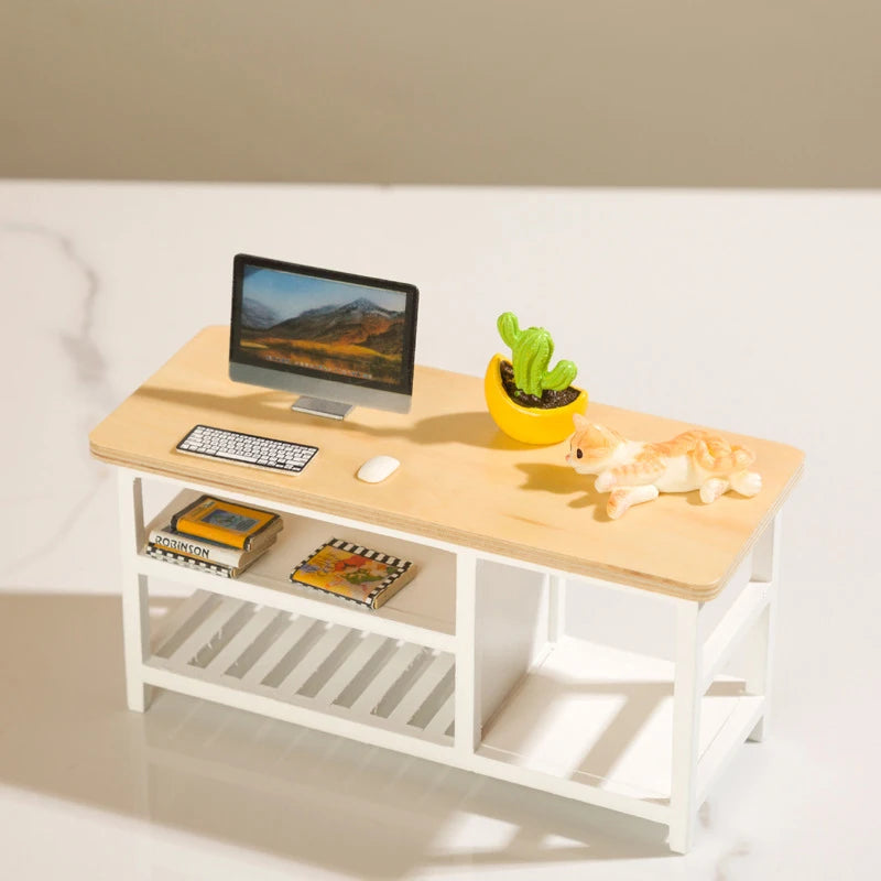 1:12 Dollhouse Miniature Furniture Table Coffee Table Computer Desk Dollhouse Livingroom Kitchen Leisure Table Model
