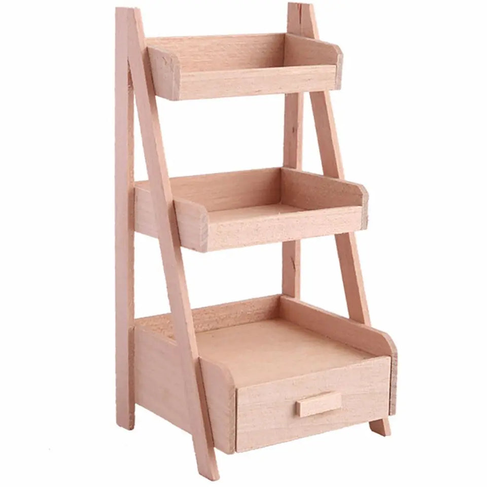 1:12 Scale Dollhouse Furniture Miniature Teatable Scenery Model Wood Stool Flower Rack Dolls Accessories Photography Props