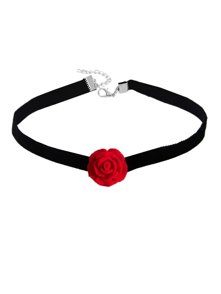 Girls Small Flower Rose Necklace Sexy Lace Choker Collar Jewelry for Women Retro Dinner Party Neck Band Short Chain Necklaces