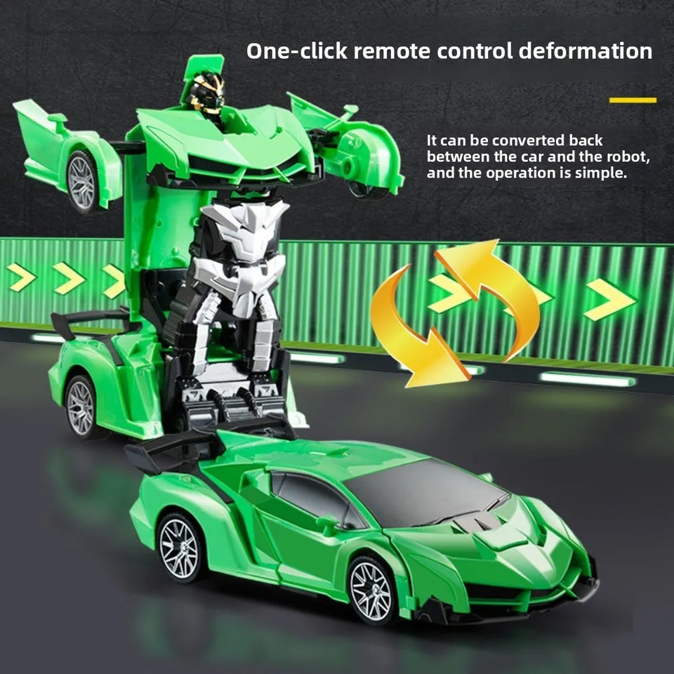 New 2-in-1 Transformable Robot Car One-key Deformation Remote Control Electric RC Car Children Boys Toys Gift