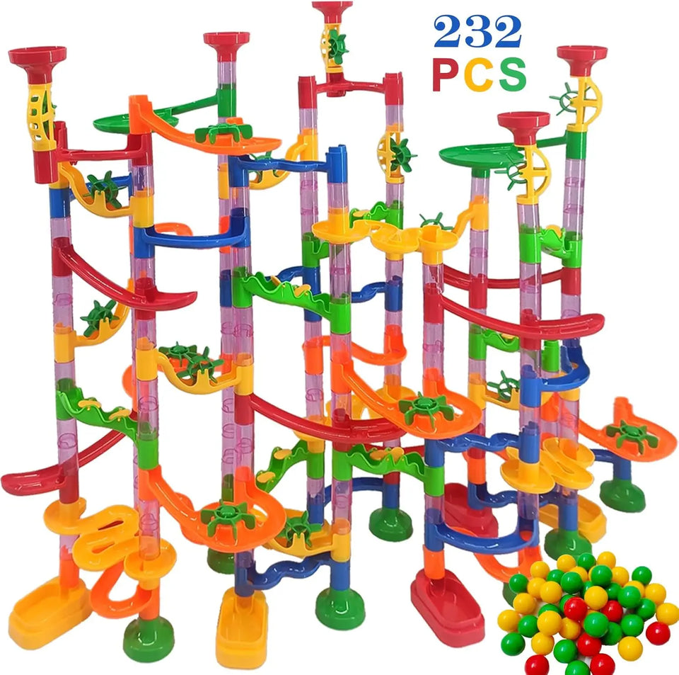 Marble Run Race Track Building Blocks Kids 3D Maze Ball Roll Toy DIY Marble Run Race Coaster Set 80/105/109/133pc Christmas Gift