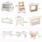 1:12 Scale Dollhouse Furniture Miniature Teatable Scenery Model Wood Stool Flower Rack Dolls Accessories Photography Props