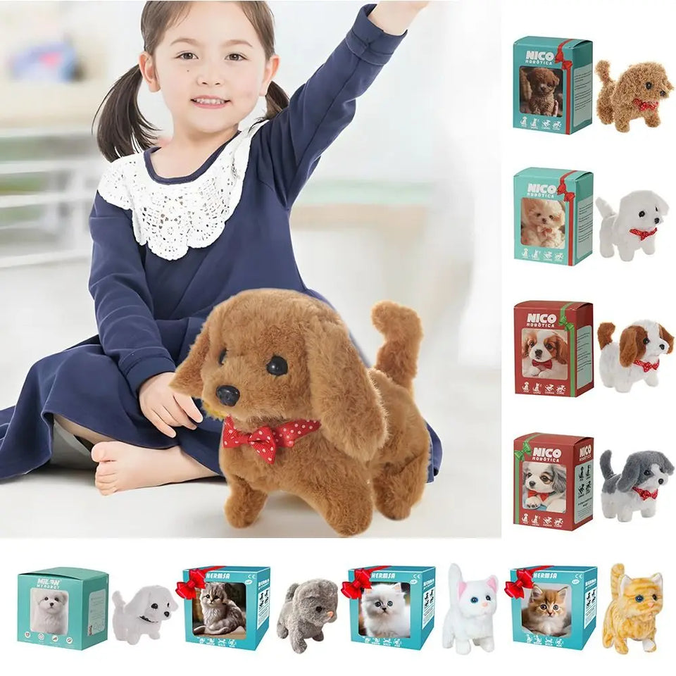 Fashion Plush Robot Puppy Interactive Walking Puppy Plush Toy Tail Wagging Barking Simulated Puppy Chilren