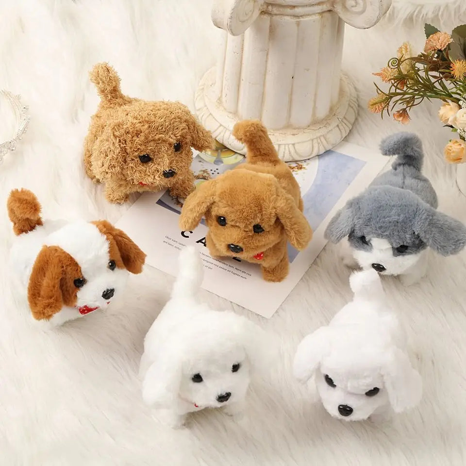 Fashion Plush Robot Puppy Interactive Walking Puppy Plush Toy Tail Wagging Barking Simulated Puppy Chilren