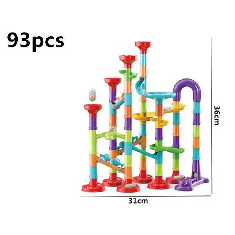Marble Run Race Track Building Blocks Kids 3D Maze Ball Roll Toy DIY Marble Run Race Coaster Set 80/105/109/133pc Christmas Gift
