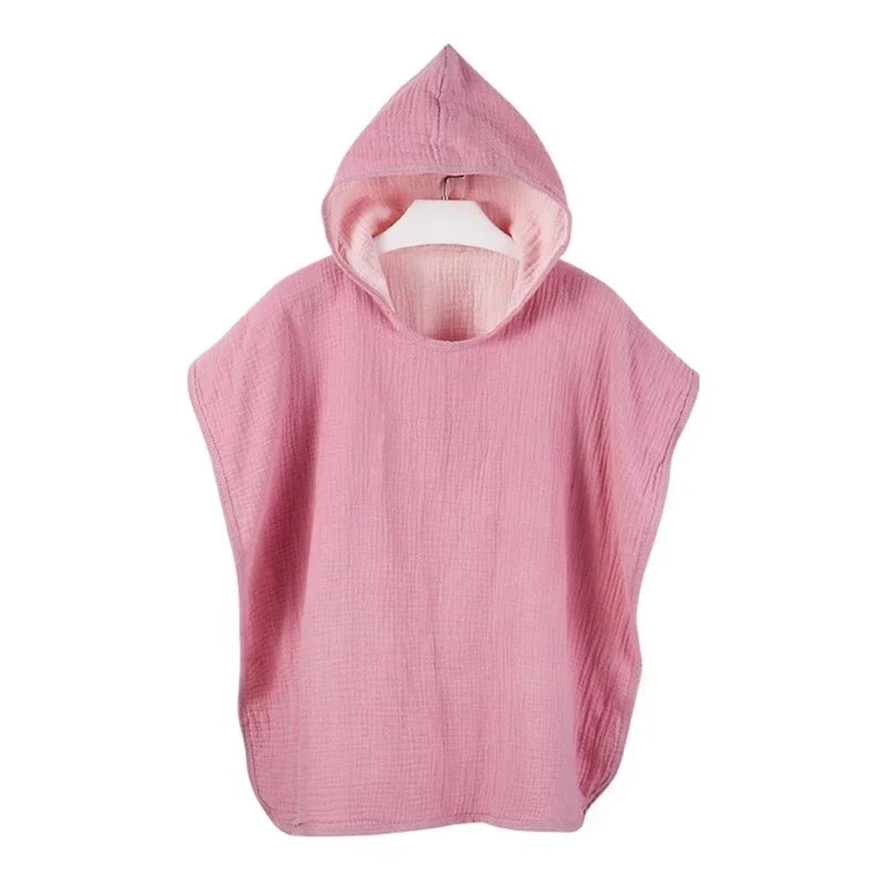 Hooded Cape Bath Towel Cotton Gauze Breathable Bathrobe Soft Absorbent Hooded Bathrobe Children's Beach Towel Blanket