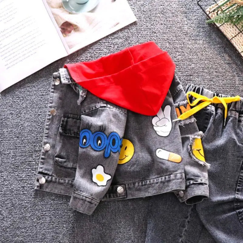 Boys Spring Clothes Suit Handsome Children Denim Two-Piece Suit Western Style Baby Baby Spring and Autumn Clothes