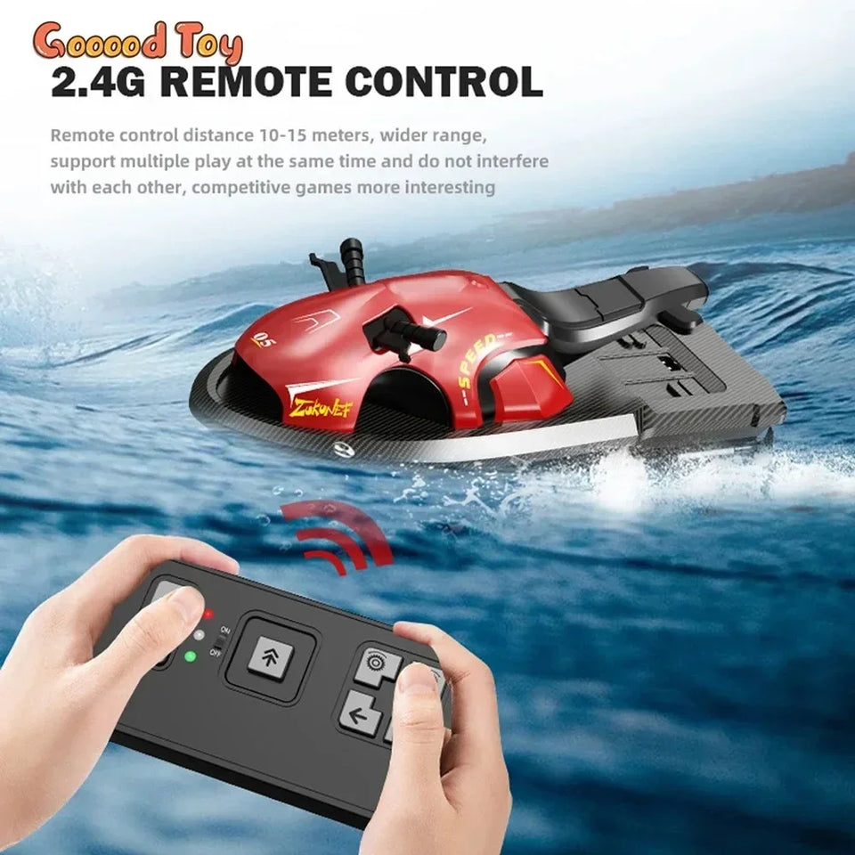 RC Speedboat 2.4G Jet Spray RC Boat Remote Control Ship Waterproof Self-Righting LED Lights RTR High-Speed Models Toys gift
