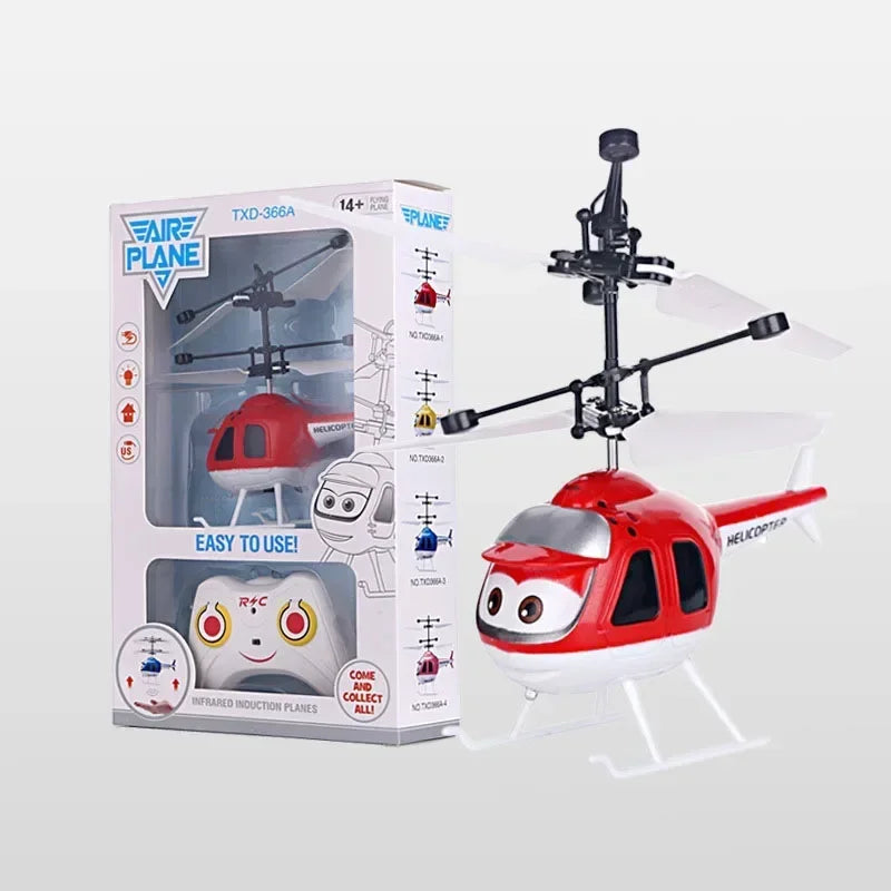 Mini Electric Airplane Toy for Kids with Remote Control Infrared Sensor Hand Induction Helicopter Flying Drone Toy